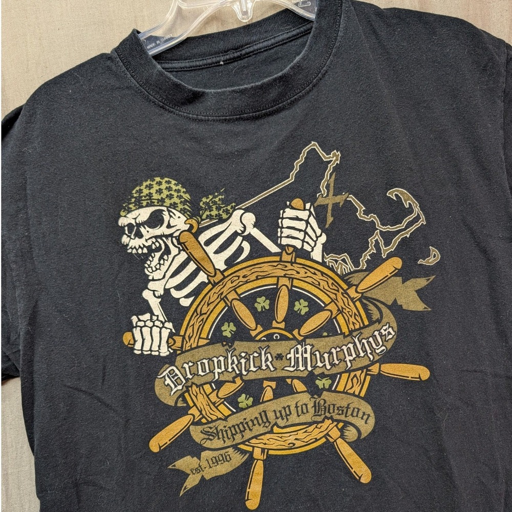 Dropkick Murphys Shipping Up To Boston Band T-Shirt Black Skeleton Graphic L